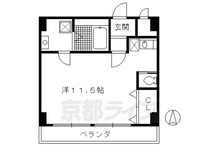 京都府京都市南区上鳥羽南花名町の賃貸マンションの間取り