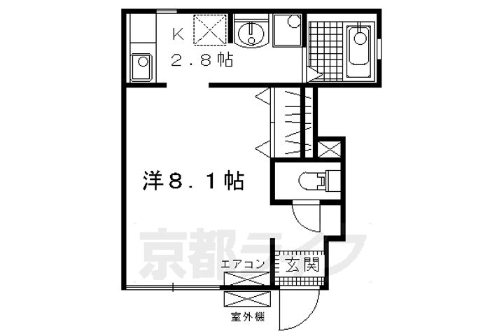 京都府京都市伏見区深草越後屋敷町の賃貸アパートの間取り