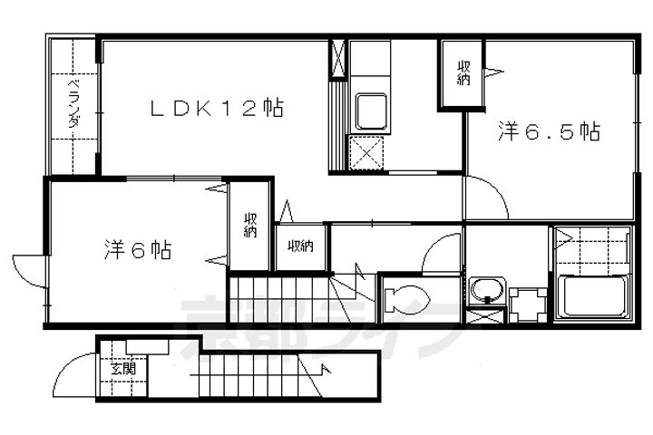 京都府京都市伏見区向島吹田河原町の賃貸アパートの間取り