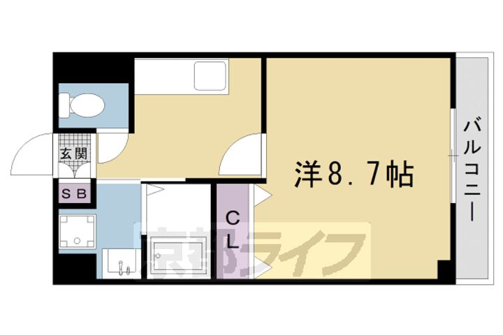 京都府京都市上京区一条通御前西入三丁目西町の賃貸マンションの間取り