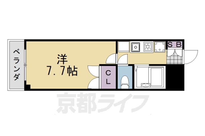 京都府京都市西京区松尾大利町の賃貸マンションの間取り