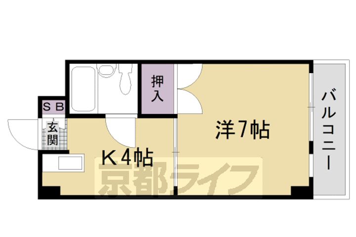 京都府京都市右京区西京極郡町の賃貸マンションの間取り