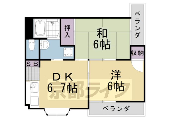 京都府京都市西京区上桂東ノ口町の賃貸マンションの間取り