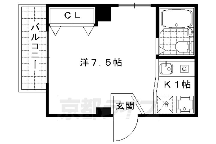 京都府京都市山科区音羽役出町の賃貸マンションの間取り
