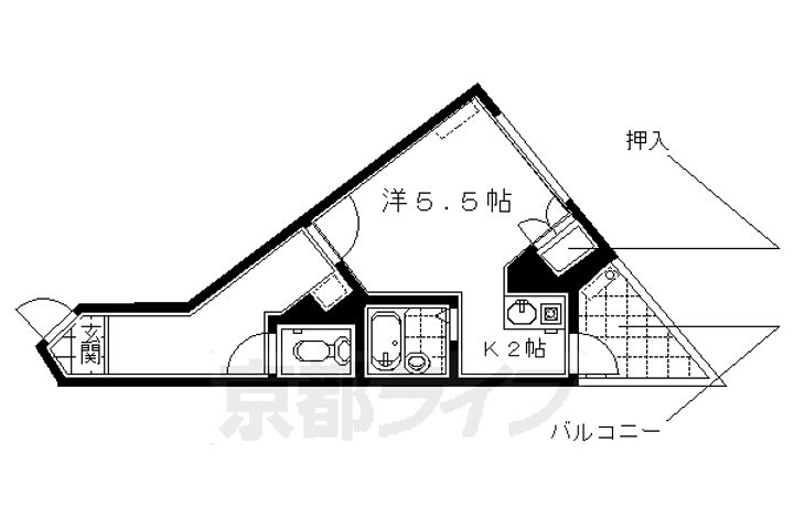 京都府京都市南区西九条池ノ内町の賃貸マンションの間取り