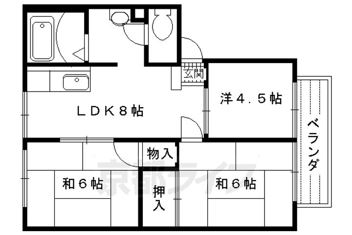 京都府長岡京市奥海印寺山田の賃貸アパートの間取り