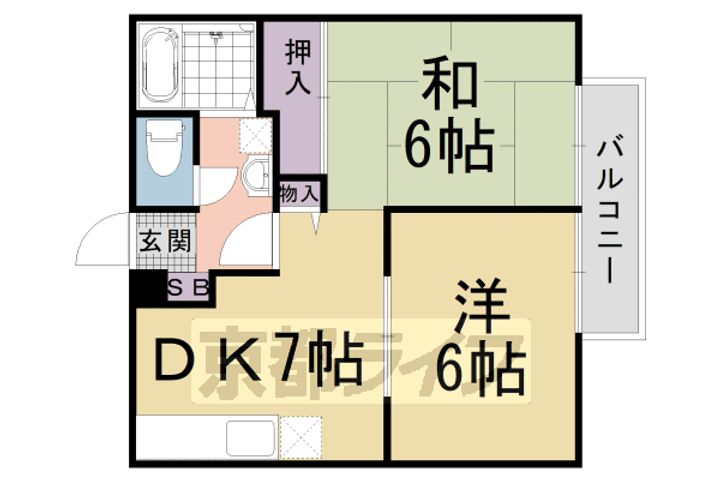 京都府長岡京市下海印寺北条の賃貸アパートの間取り