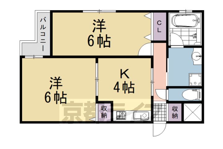 京都府京都市伏見区淀樋爪町の賃貸アパートの間取り