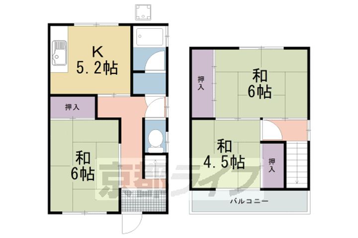 京都府乙訓郡大山崎町円明寺下金蔵(一戸建)の賃貸物件の間取り