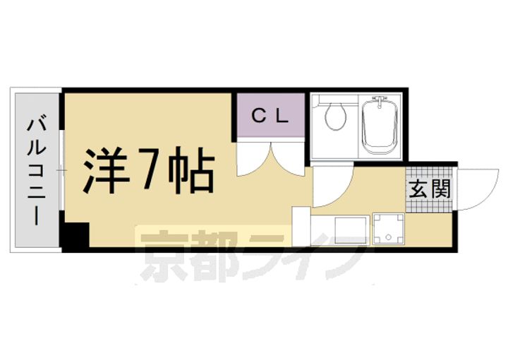 京都府京都市右京区太秦帷子ケ辻町の賃貸マンションの間取り