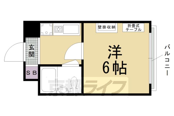 京都府京都市上京区岡松町の賃貸マンションの間取り