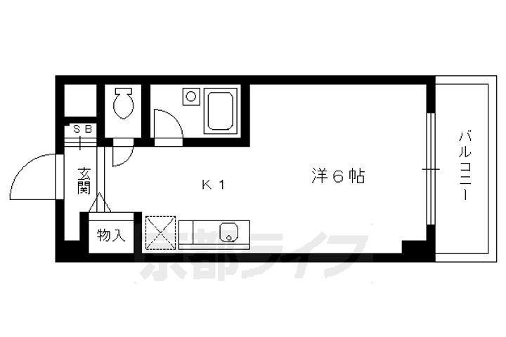 京都府京都市北区上賀茂朝露ケ原町の賃貸マンションの間取り