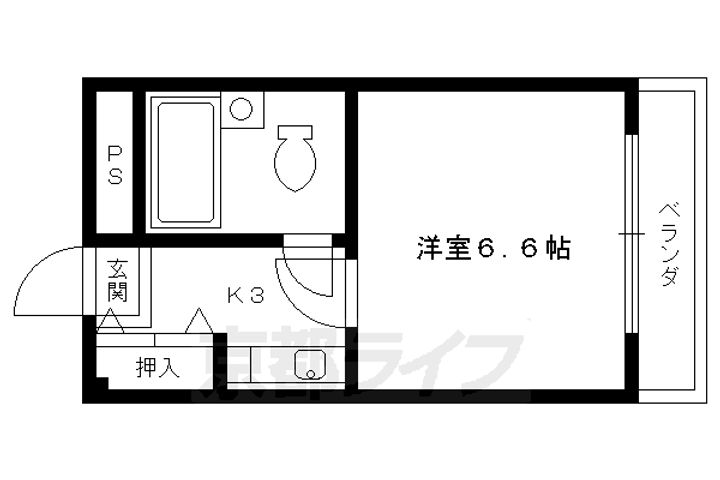 京都府京都市北区小山初音町の賃貸マンションの間取り