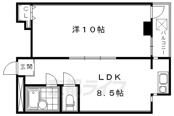 京都府京都市東山区四条通大和大路東入ル祇園町南側の賃貸マンションの間取り