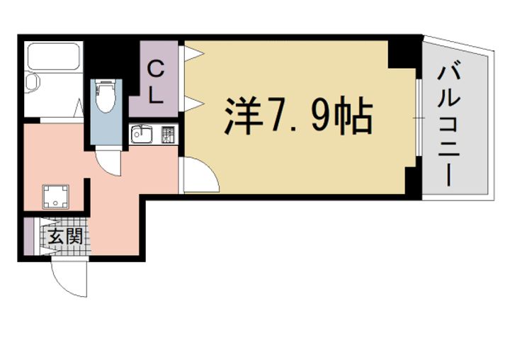 京都府京都市下京区中堂寺坊城町の賃貸マンションの間取り
