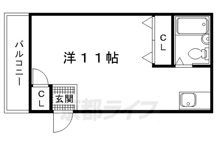 京都府京都市北区大将軍西町の賃貸アパートの間取り