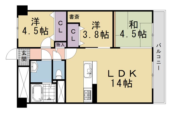 京都府京都市伏見区向島二ノ丸町の賃貸マンションの間取り