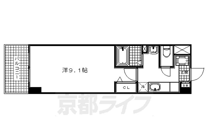 京都府京都市下京区高倉通七条上ル材木町の賃貸マンションの間取り