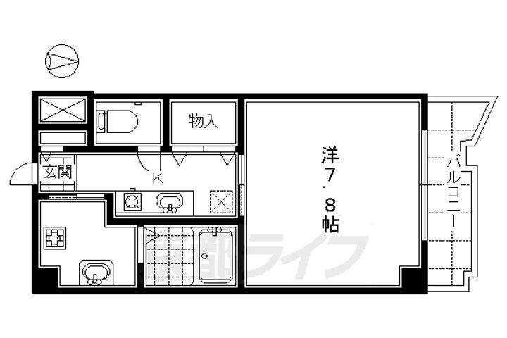 京都府京都市下京区材木町(七条通間之町東入)の賃貸マンションの間取り