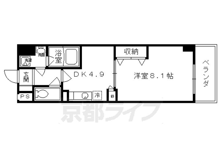 京都府京都市南区西九条大国町の賃貸マンションの間取り