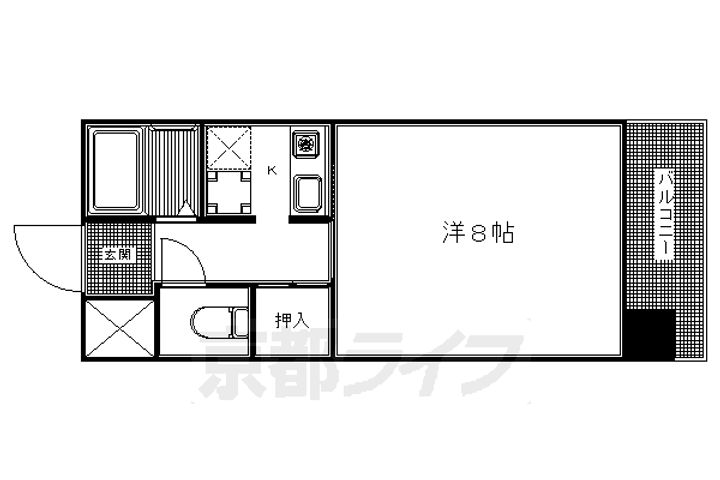 京都府京都市下京区土橋町(七条通油小路西入ル)の賃貸マンションの間取り
