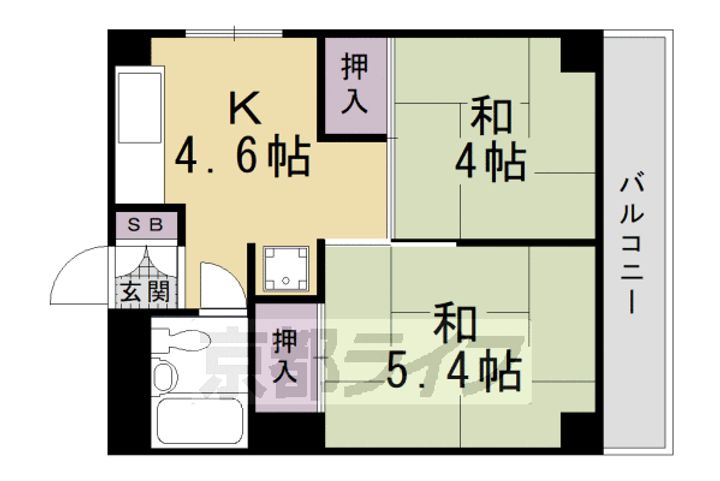 京都府京都市下京区和気町の賃貸マンションの間取り