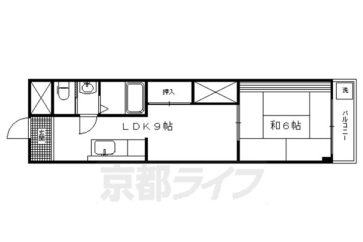 京都府京都市東山区本町6丁目の賃貸マンションの間取り