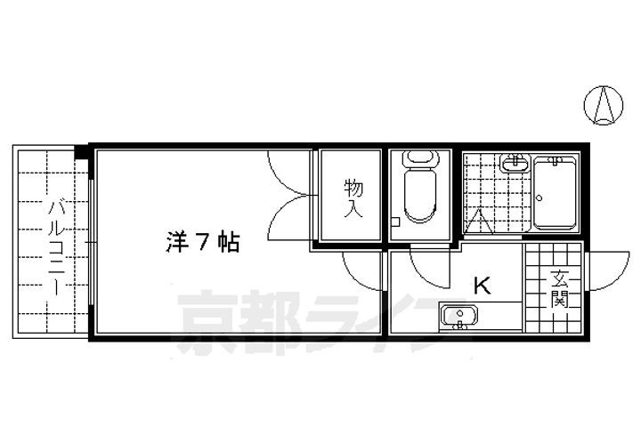京都府京都市東山区夷町の賃貸マンションの間取り