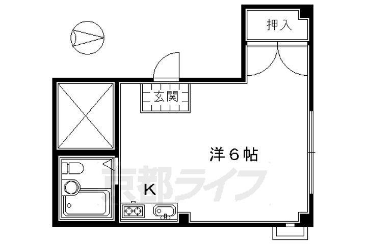 京都府京都市東山区夷町の賃貸マンションの間取り