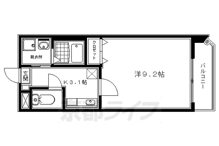 京都府京都市東山区本町新5丁目の賃貸マンションの間取り