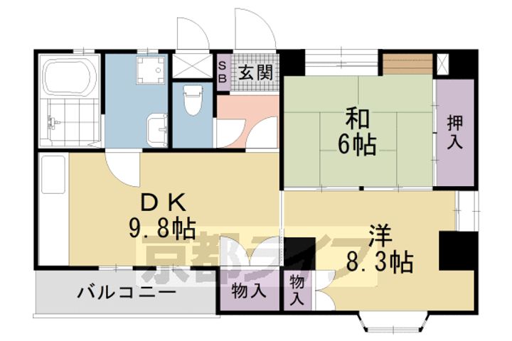京都府京都市下京区柳町の賃貸マンションの間取り