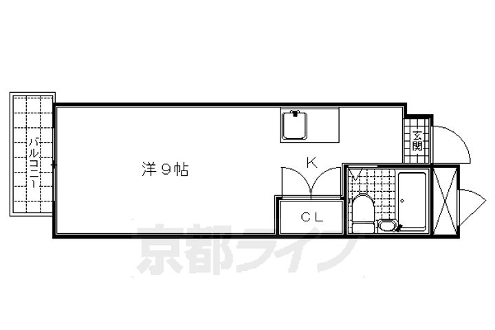 京都府京都市下京区材木町(七条通河原町西入)の賃貸マンションの間取り