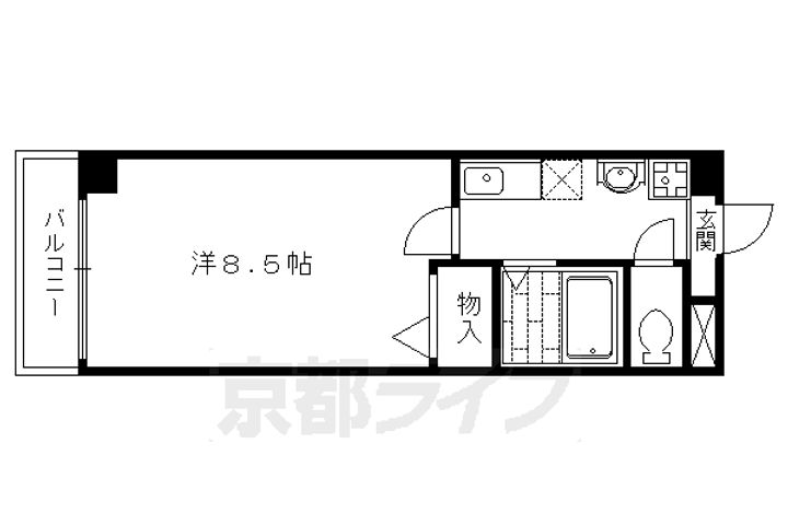京都府京都市左京区下鴨南野々神町の賃貸マンションの間取り