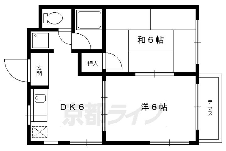 京都府京都市左京区岩倉南河原町の賃貸アパートの間取り