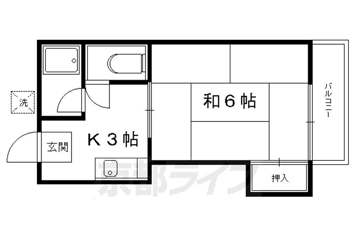 京都府京都市左京区田中東春菜町の賃貸アパートの間取り
