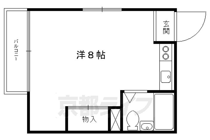 京都府京都市左京区鹿ケ谷法然院西町の賃貸マンションの間取り