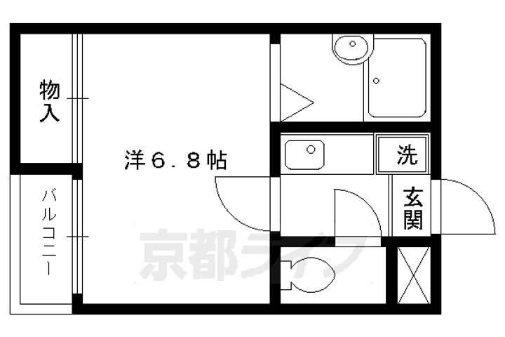 京都府京都市左京区吉田中阿達町の賃貸マンションの間取り