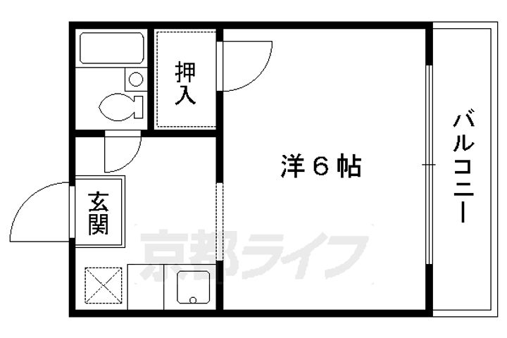 京都府京都市左京区北白川西伊織町の賃貸アパートの間取り