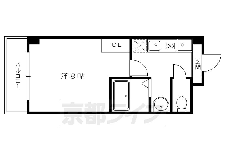 京都府京都市北区上賀茂岩ケ垣内町の賃貸マンションの間取り