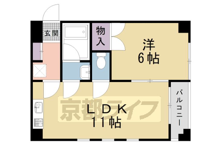 京都府京都市北区紫竹上本町の賃貸マンションの間取り