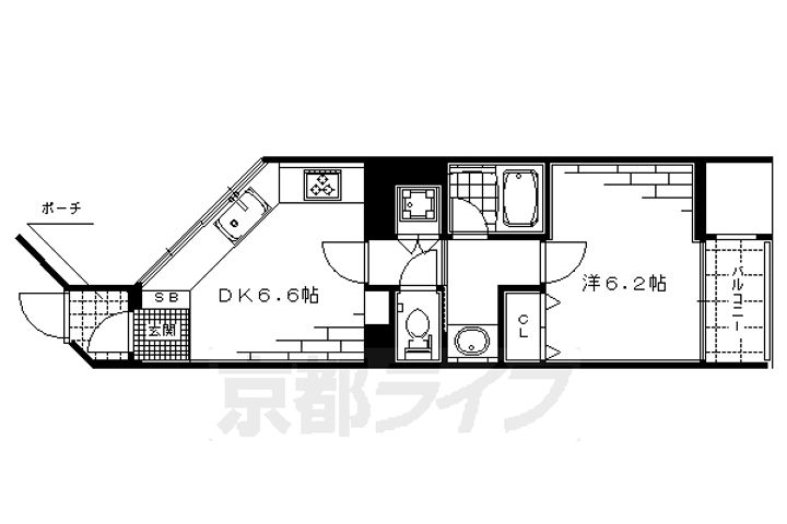 京都府京都市上京区夷川町の賃貸マンションの間取り