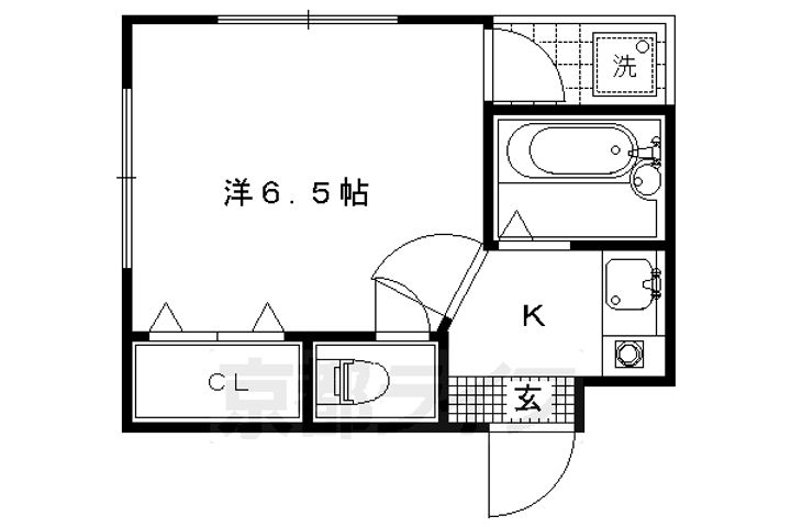 京都府京都市北区鷹峯旧土居町の賃貸マンションの間取り