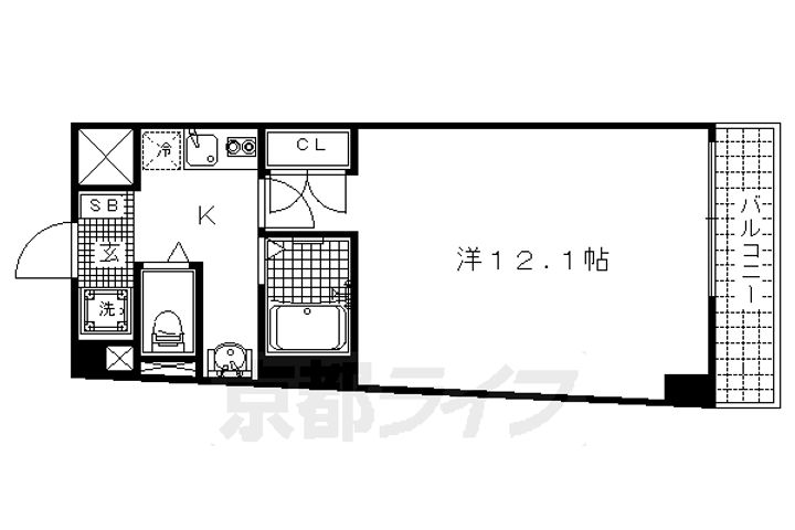 京都府京都市上京区千本通五辻下る上善寺町の賃貸マンションの間取り