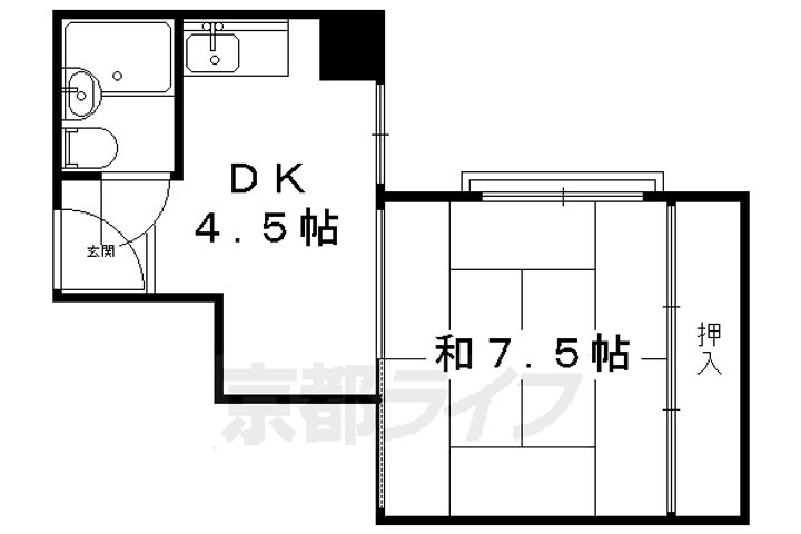 京都府京都市上京区出水町の賃貸マンションの間取り