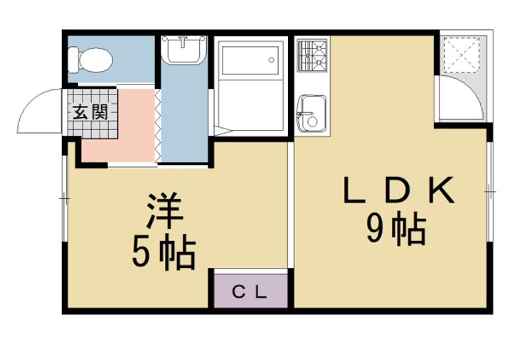 京都府京都市北区西賀茂神光院町の賃貸アパートの間取り