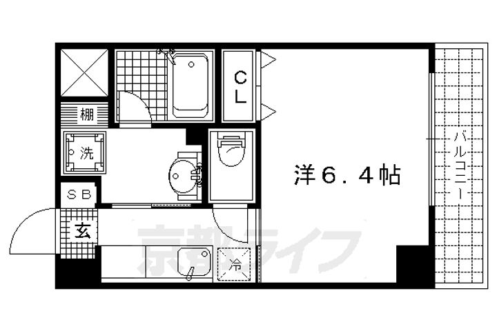 京都府京都市北区平野鳥居前町の賃貸マンションの間取り