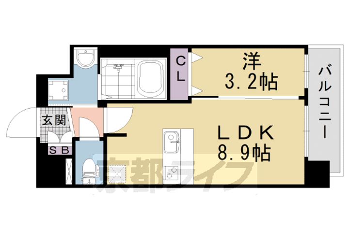 京都府京都市南区東九条西河辺町の賃貸マンションの間取り