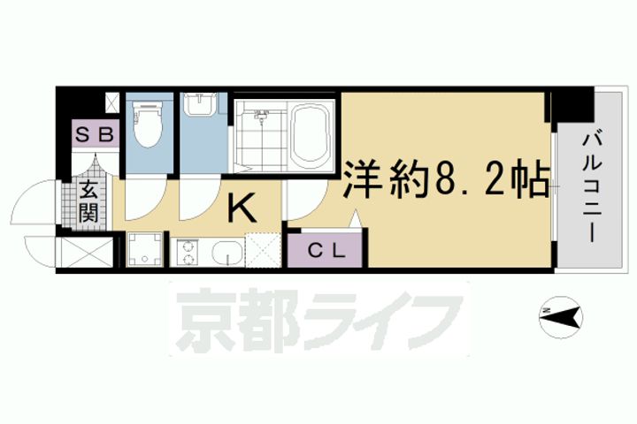 京都府京都市南区東九条宇賀辺町の賃貸マンションの間取り