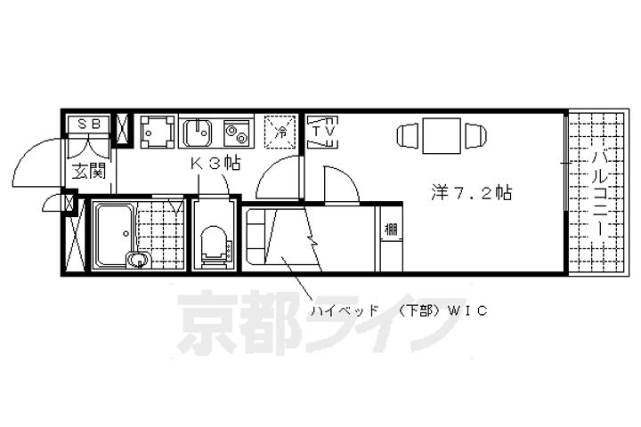 京都府京都市山科区西野今屋敷町の賃貸アパートの間取り