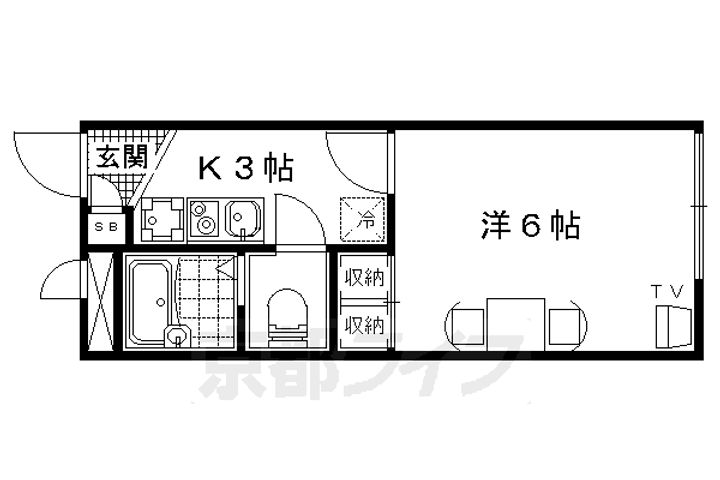 レオパレス勧修寺204の間取り